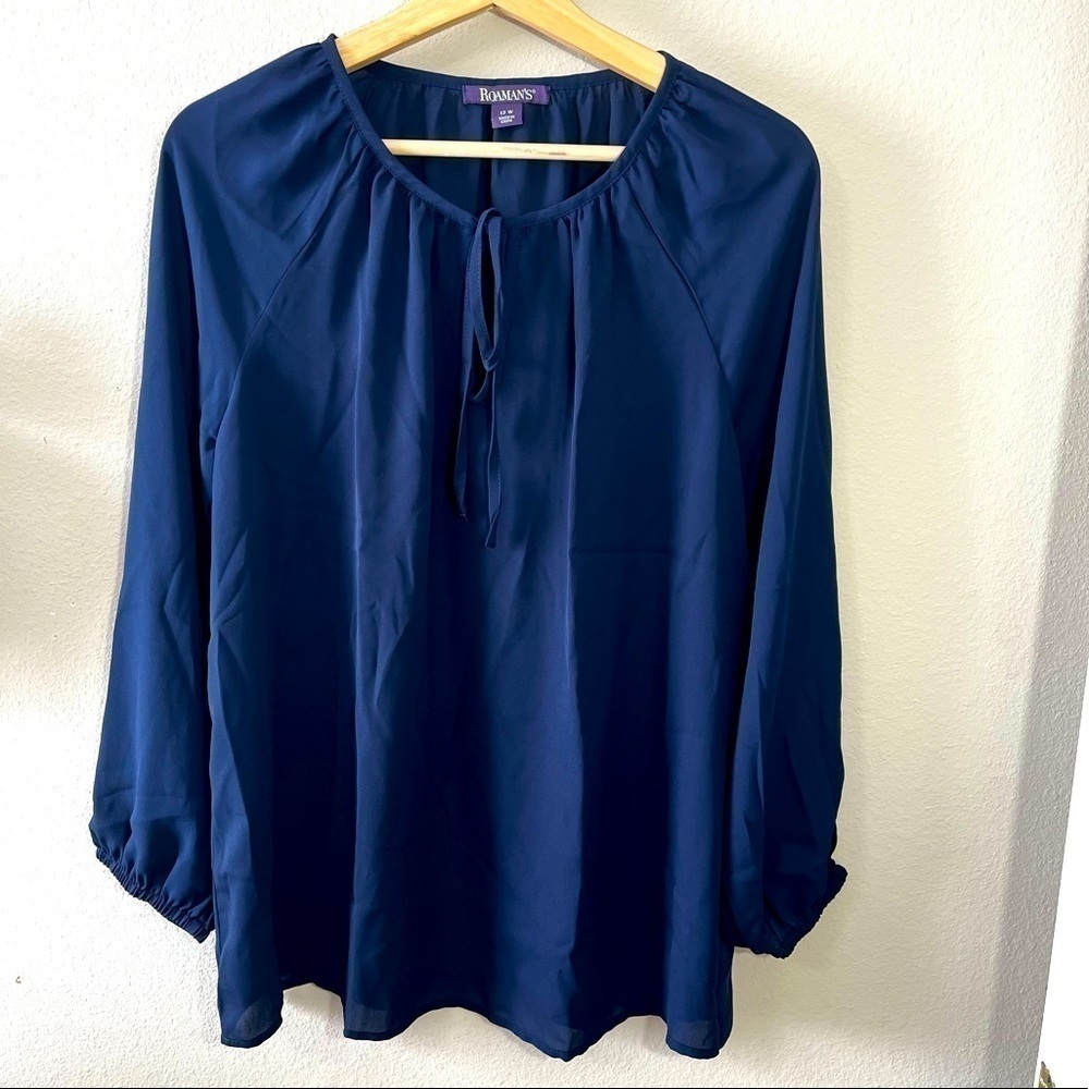 Roaman’s Indigo blue blouse size 12P